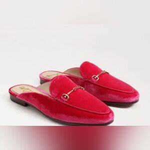 Size6.5  Sam Edelman. Velvet Backless Loafer Mules in Bright Red Retail 140$
